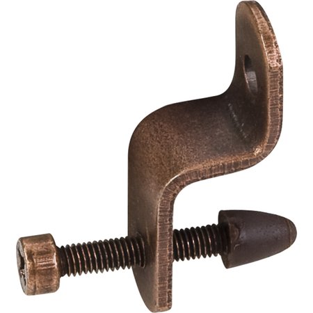 HARDWARE RESOURCES 1-1/8"Height Antique Copper Glass Retainer Clip with 3/4" Adjustment Screw 9454003